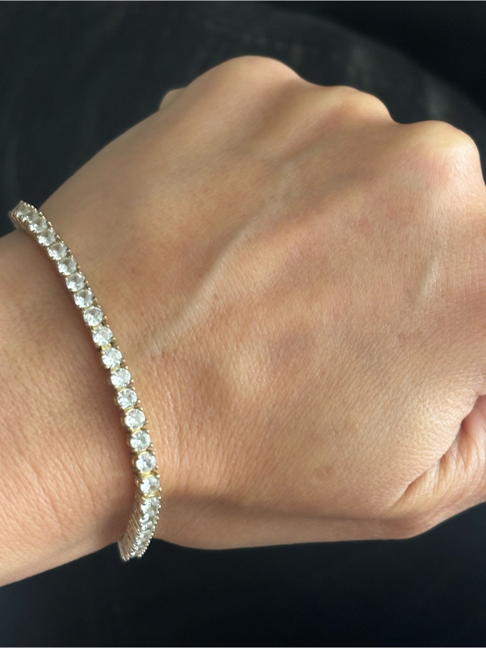 Classic White Crystal Tennis Bracelet - Women's Jewelry